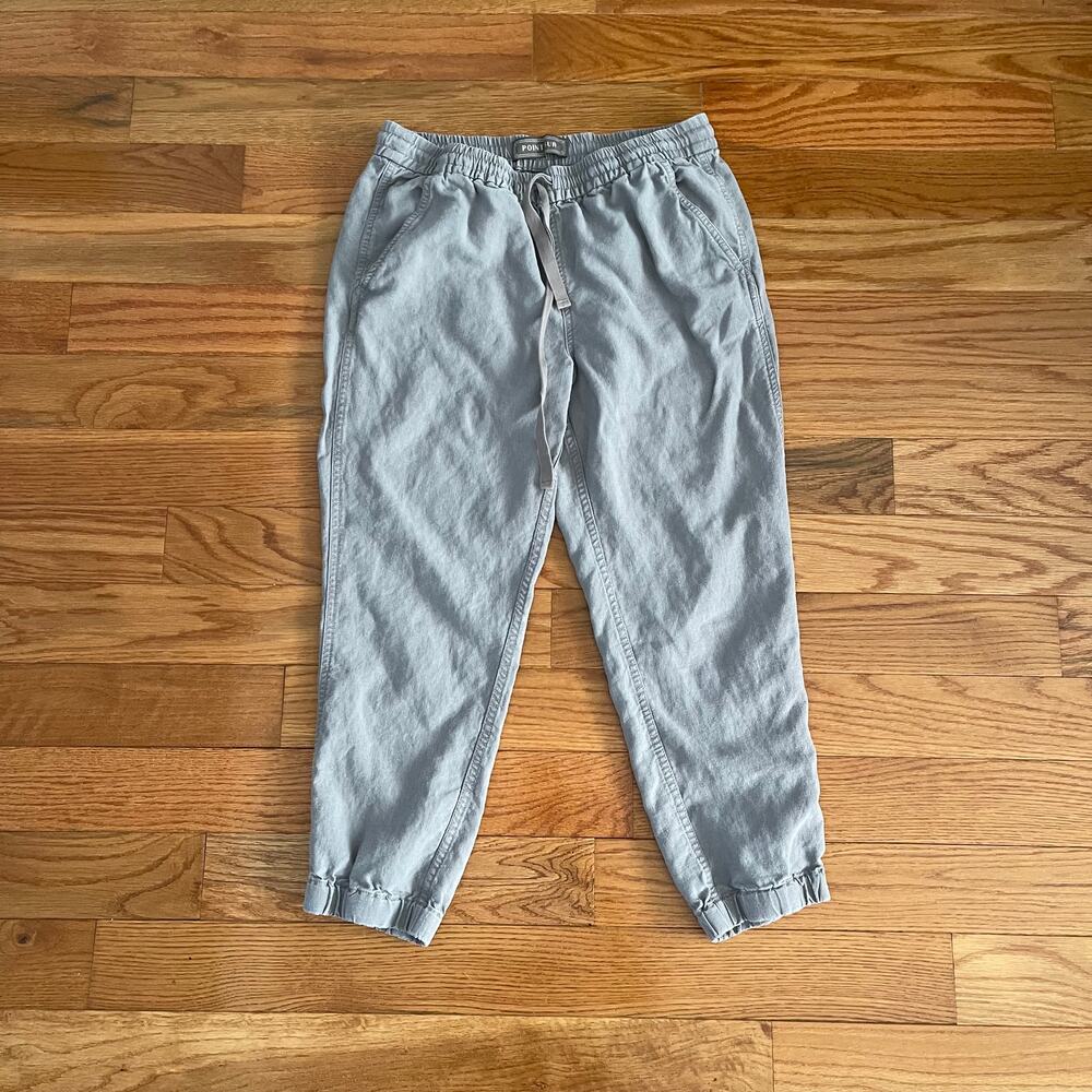 J. Crew Womens 4 Point Sur Seaside Pant Gray High Rise Linen Blend Jogger Casual